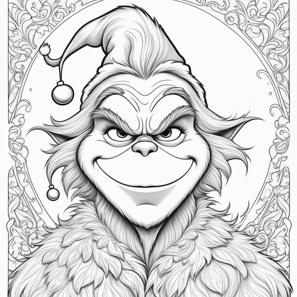 Grinch coloring pages with a funny grin