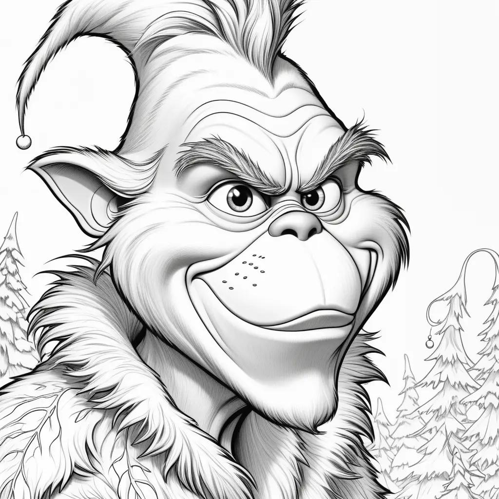 Grinch coloring pages with white lines