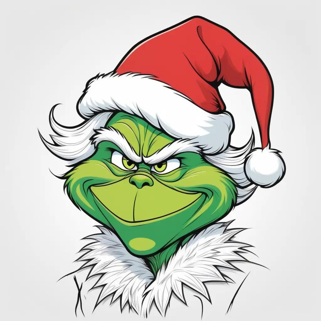 Grinch in Santa hat on Christmas coloring pages