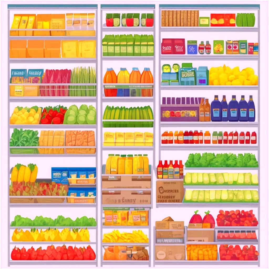 Grocery Store Clipart: A large, colorful display with various items