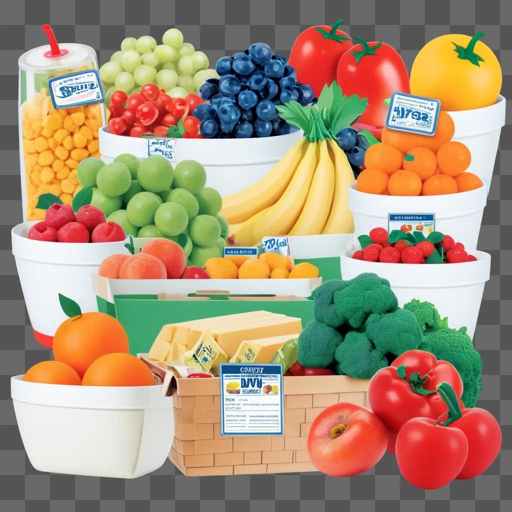 Grocery store clipart: fruits and vegetables