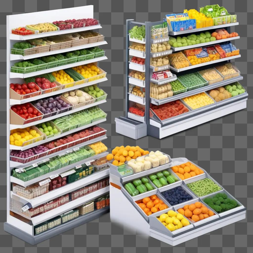 Grocery store clipart with various fruits and vegetables