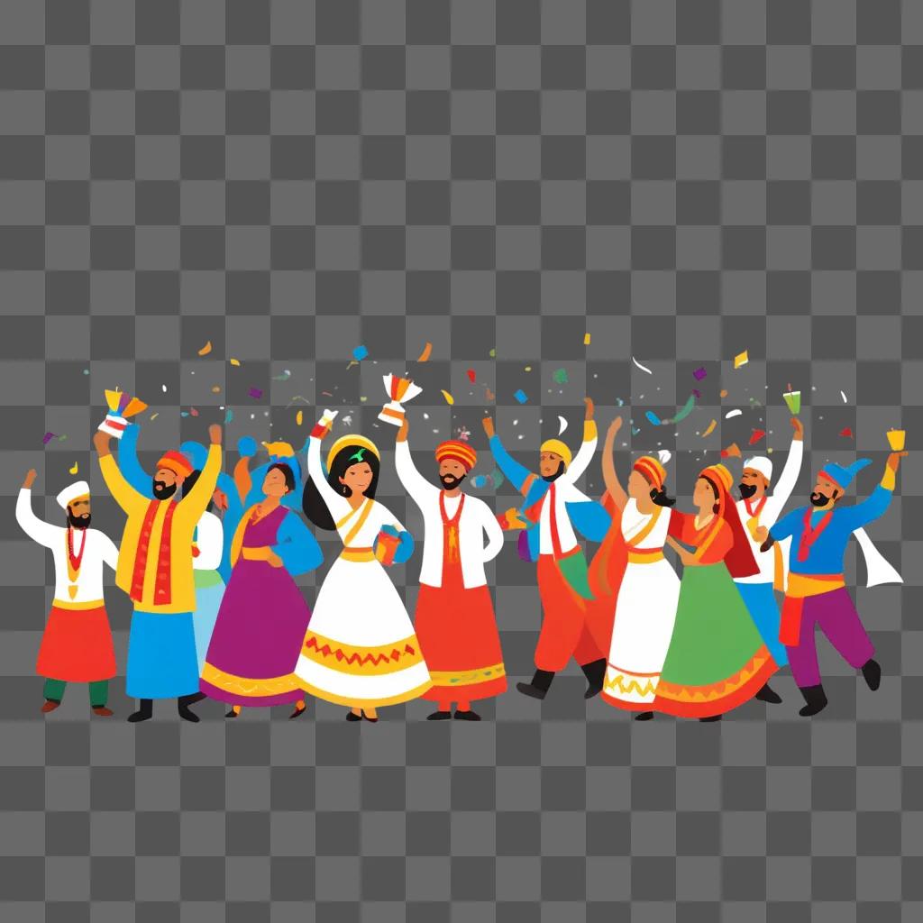 Group of people celebrating on a bright background