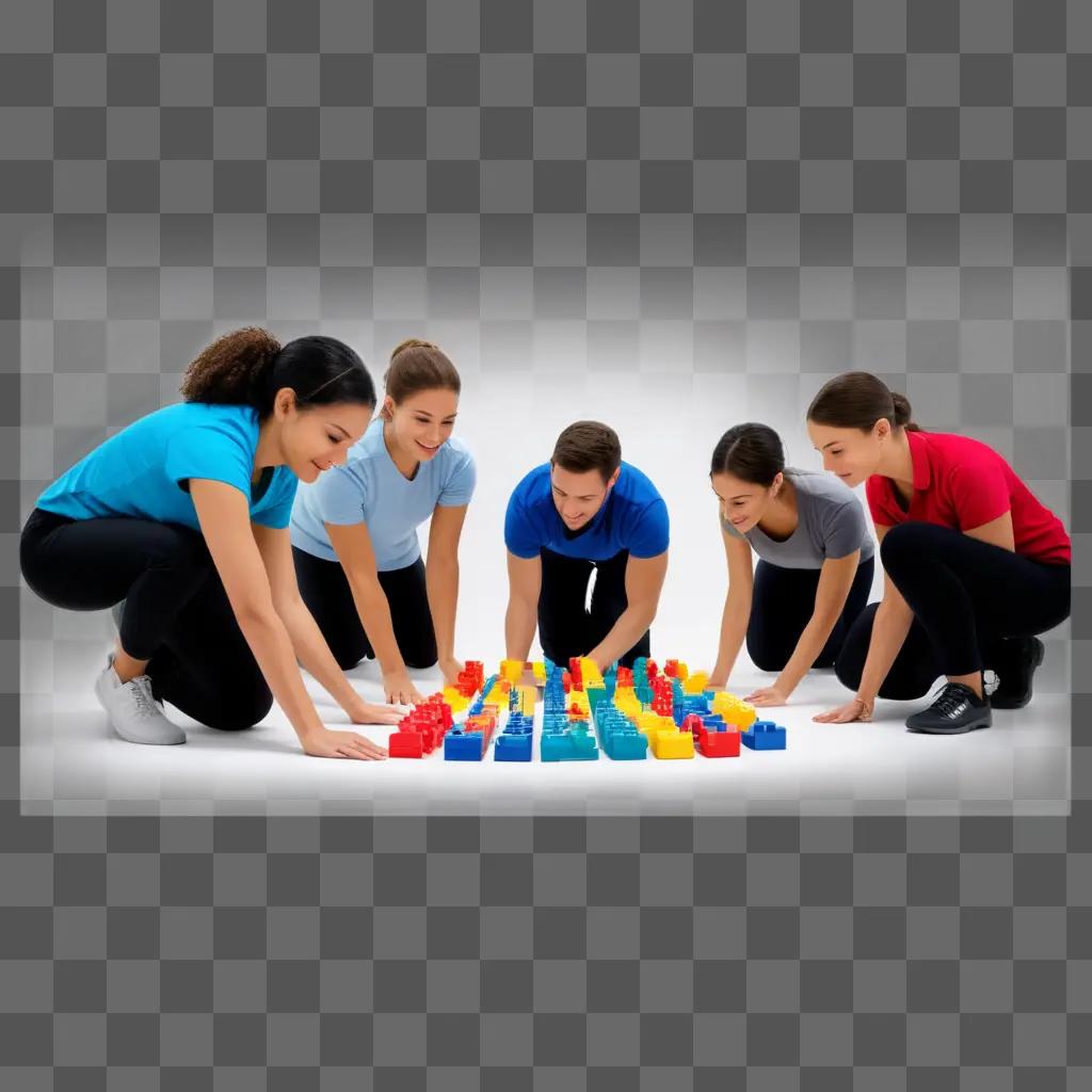 Group of people playing with Legos for training