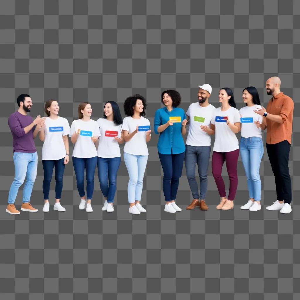 Group of people standing with colored cards to communicate