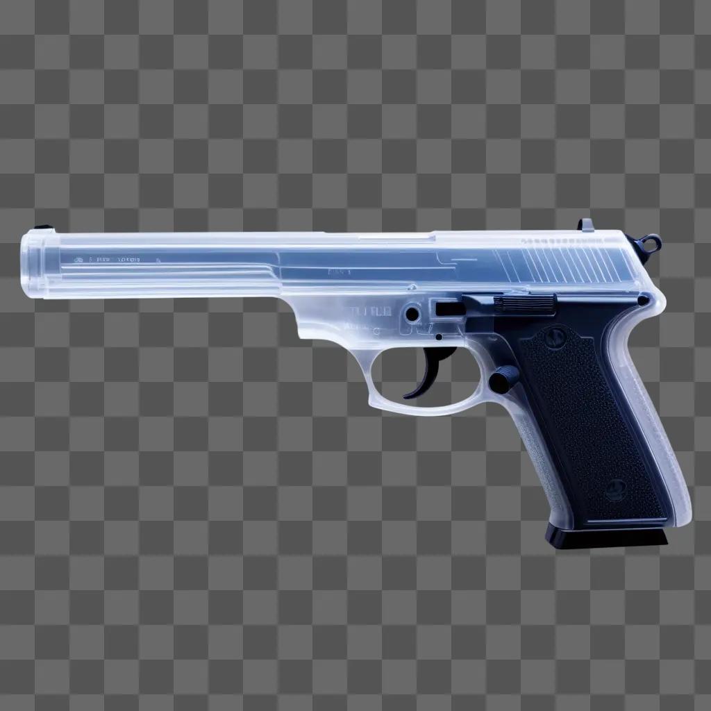 Gun in a transparent image with a blue background