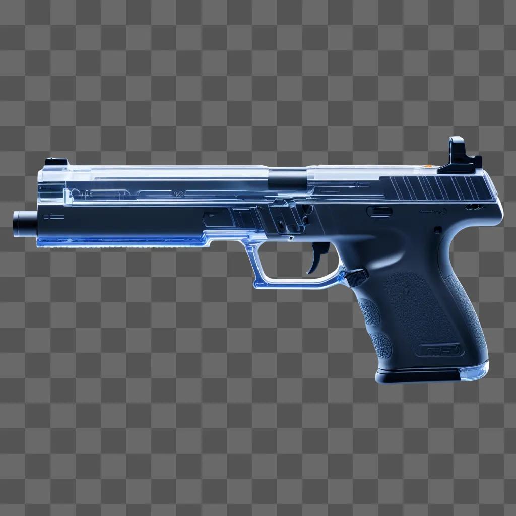 Gun in a transparent light blue image