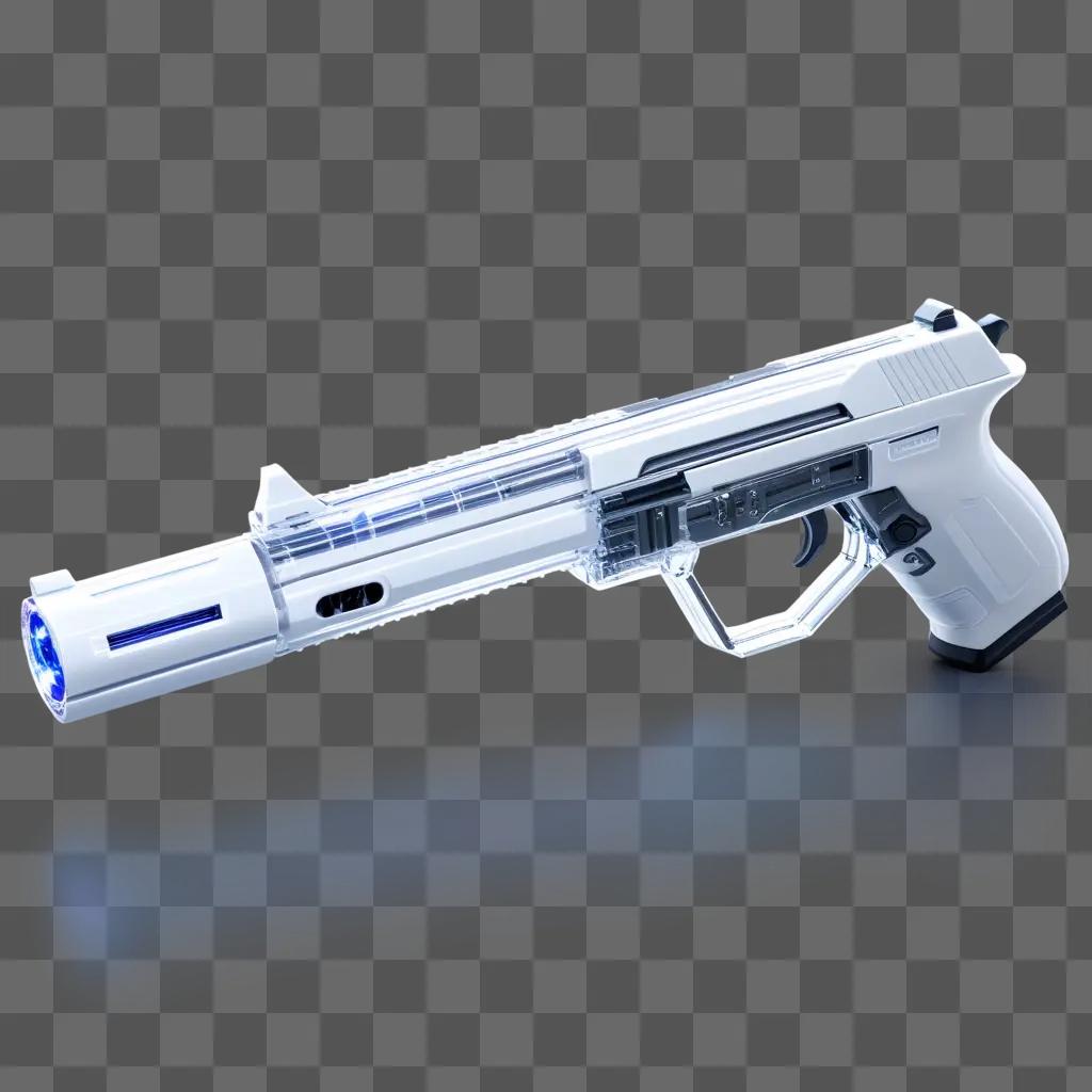 Gun is transparent and is black and white