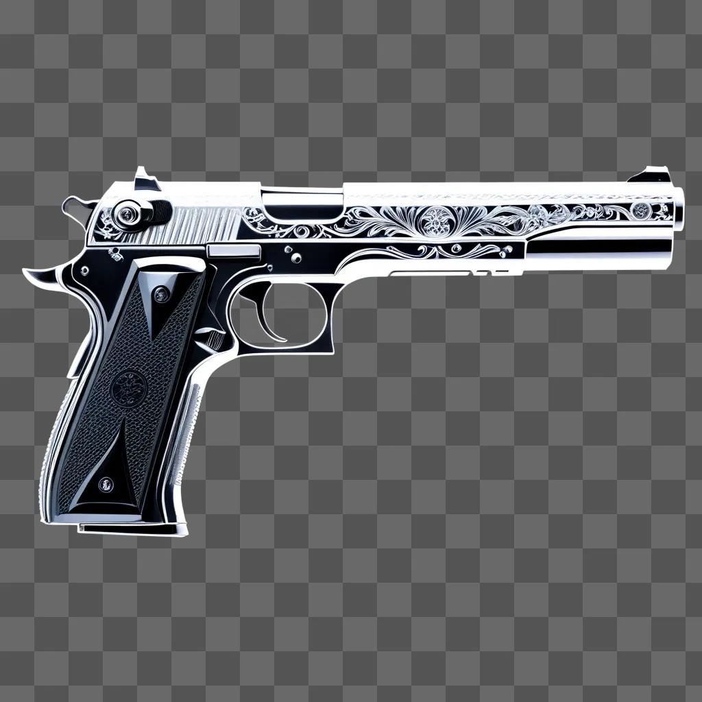 Gun with a transparent design on a gray background