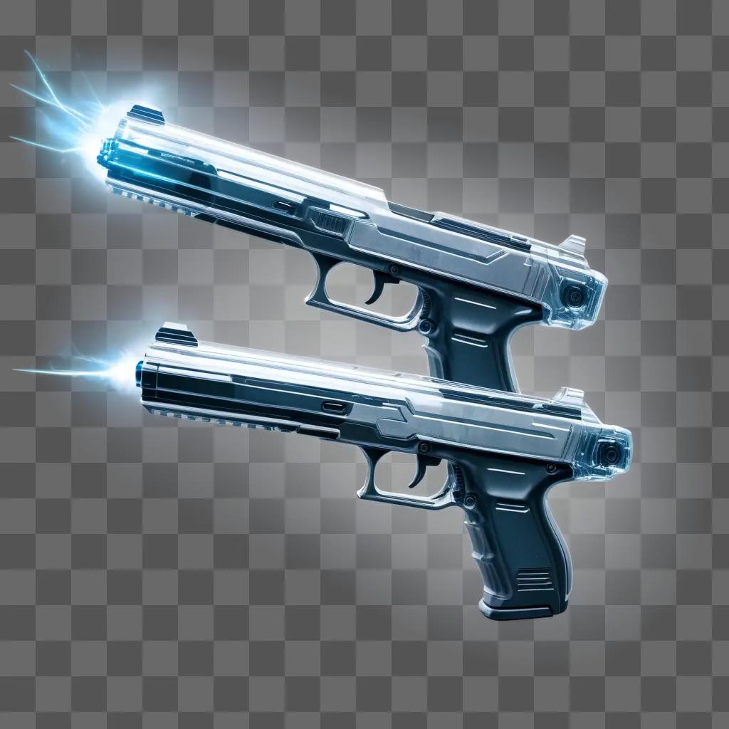 Guns with transparent guns and blue light