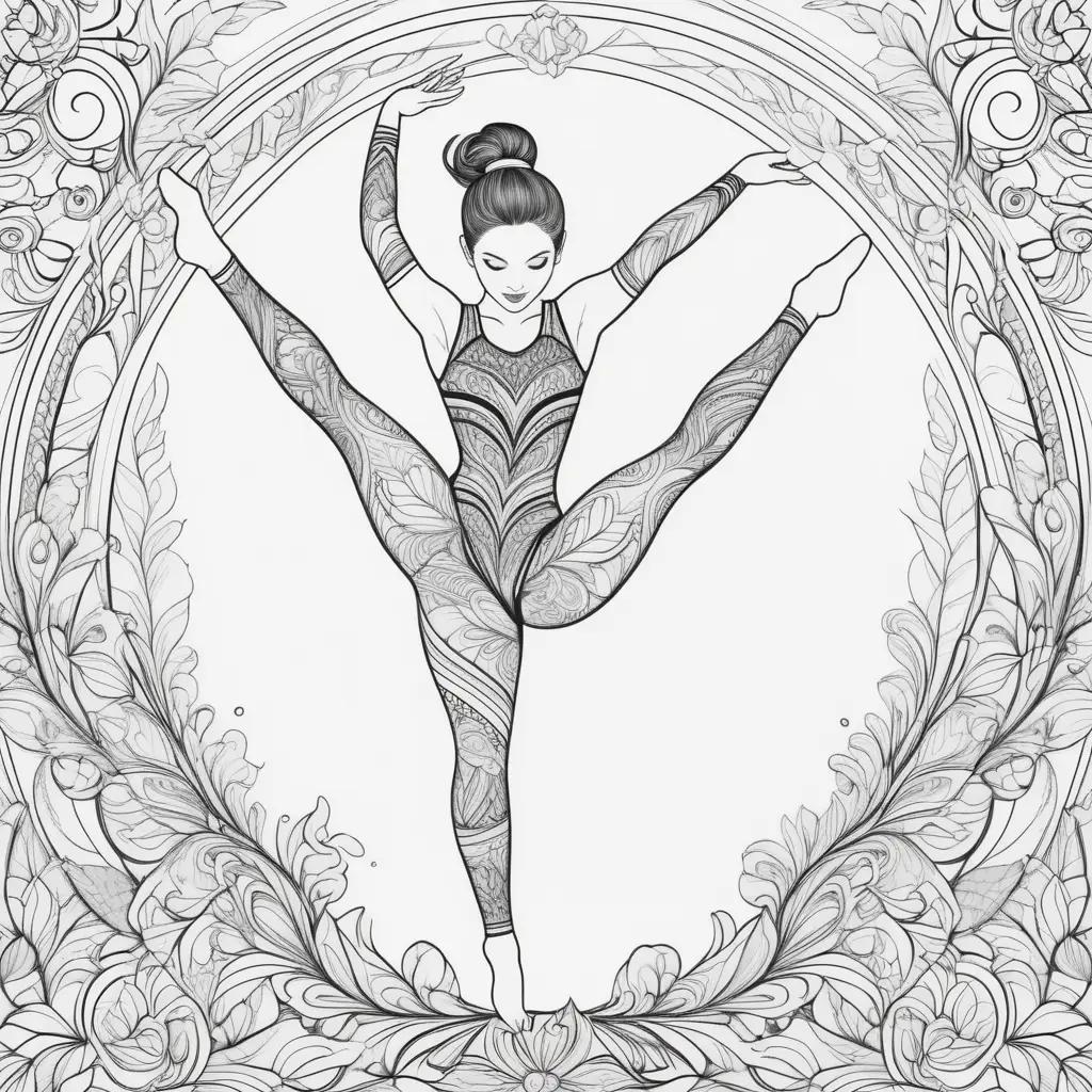 Gymnast coloring page with intricate designs