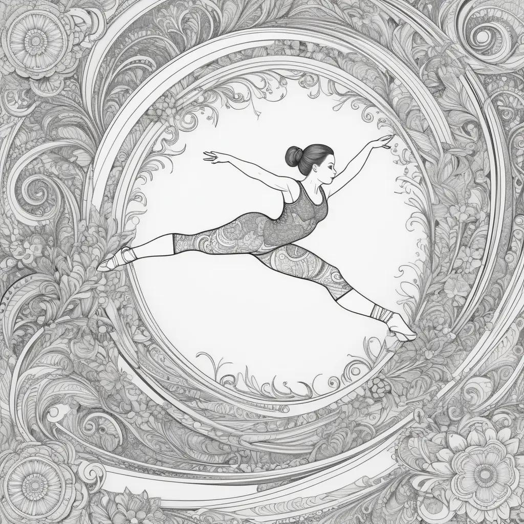 Gymnast in black and white color pages