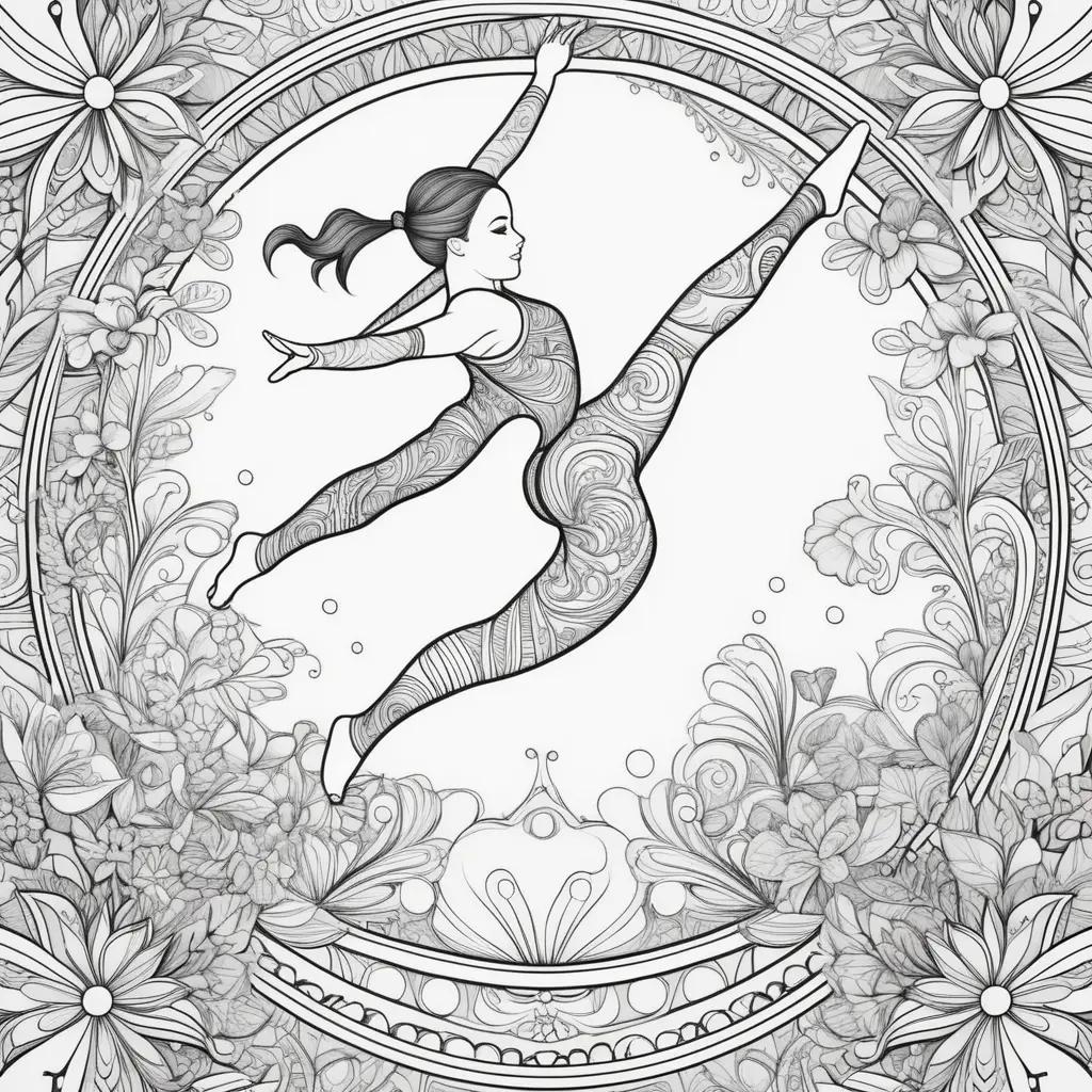 Gymnastic coloring pages with a girl in a pose