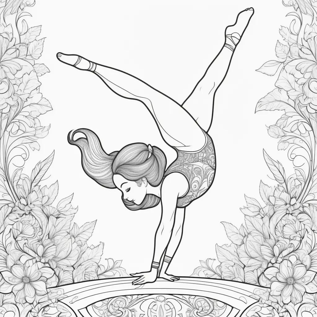 Gymnastics Coloring Pages: An Elegant Woman in a Handstand