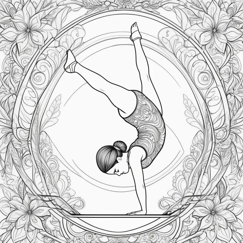 Gymnastics coloring pages with a girl doing a handstand