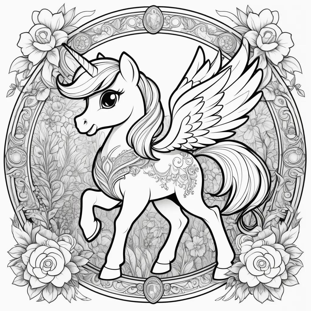 Hairless unicorn with wings coloring page