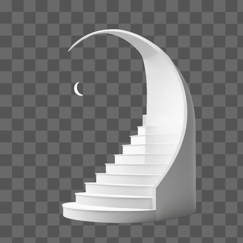 Half moon stairs and a crescent moon in the dark