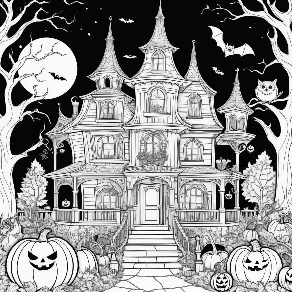 Halloween Coloring Book: A Creepy House with Ghosts and Pumpkins