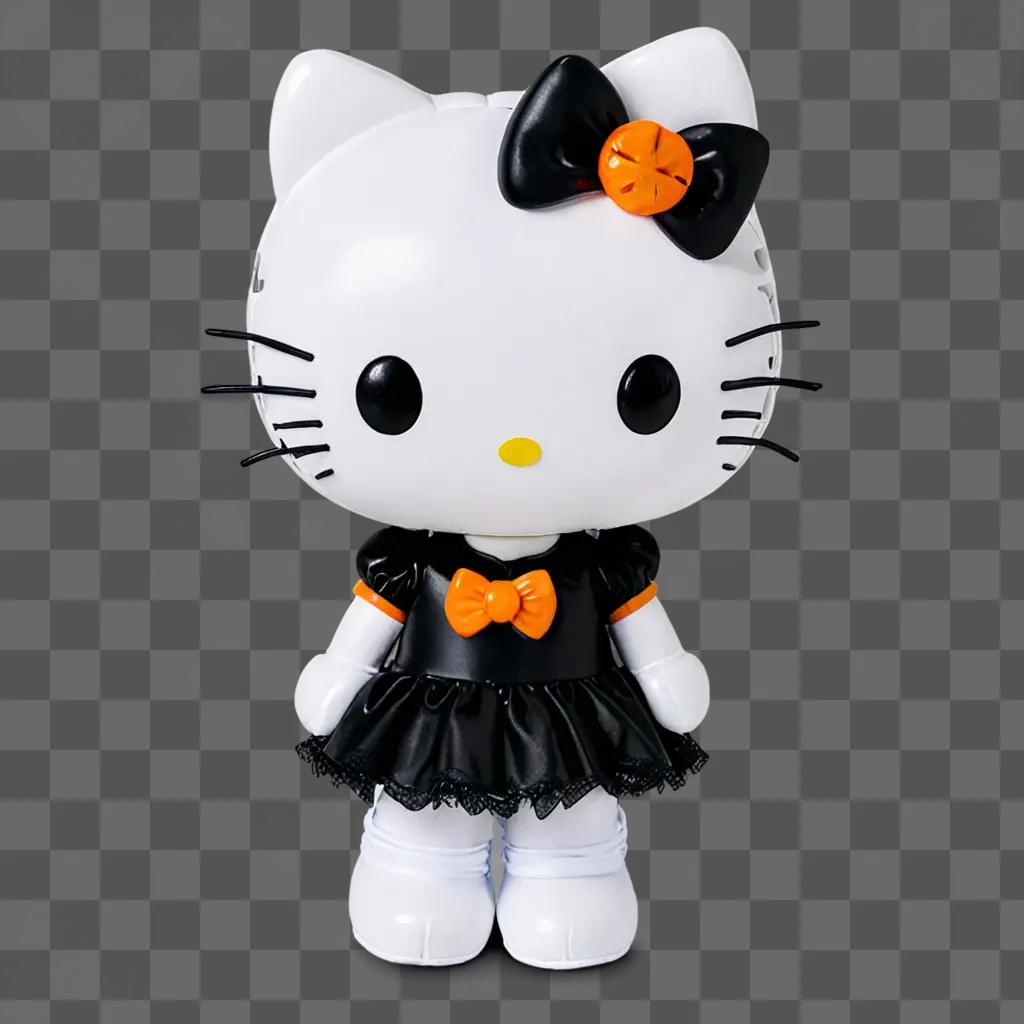 Halloween Hello Kitty doll in black and orange dress