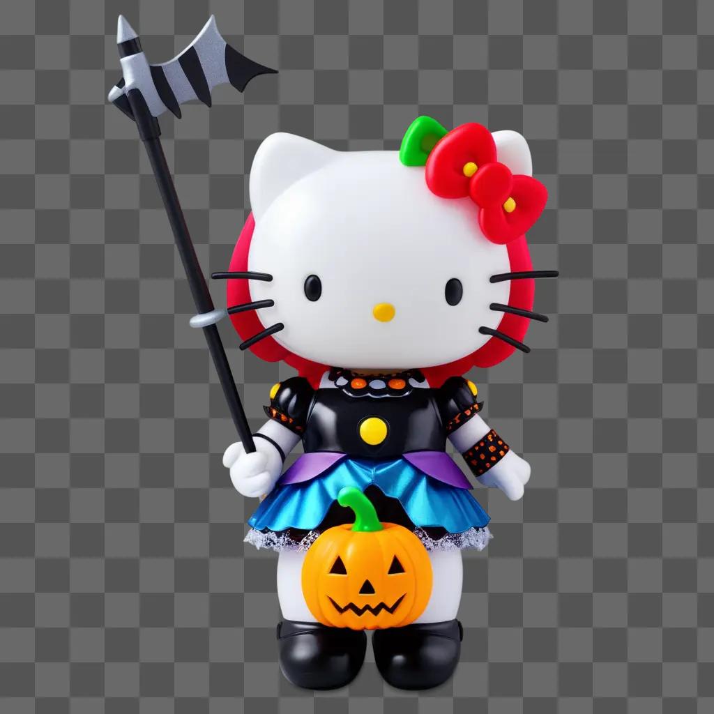 Halloween Hello Kitty figurine with pumpkin