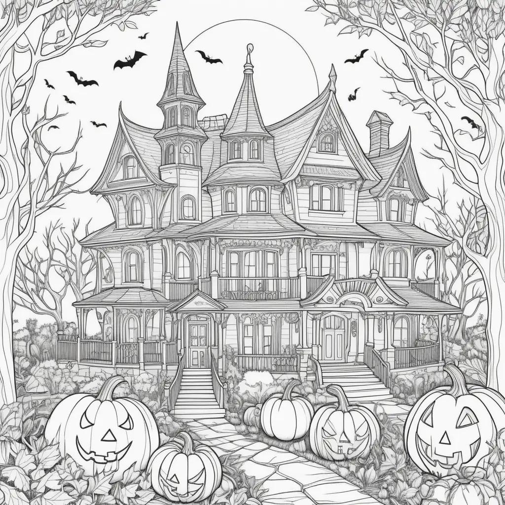 Halloween House Coloring Page Free Printable