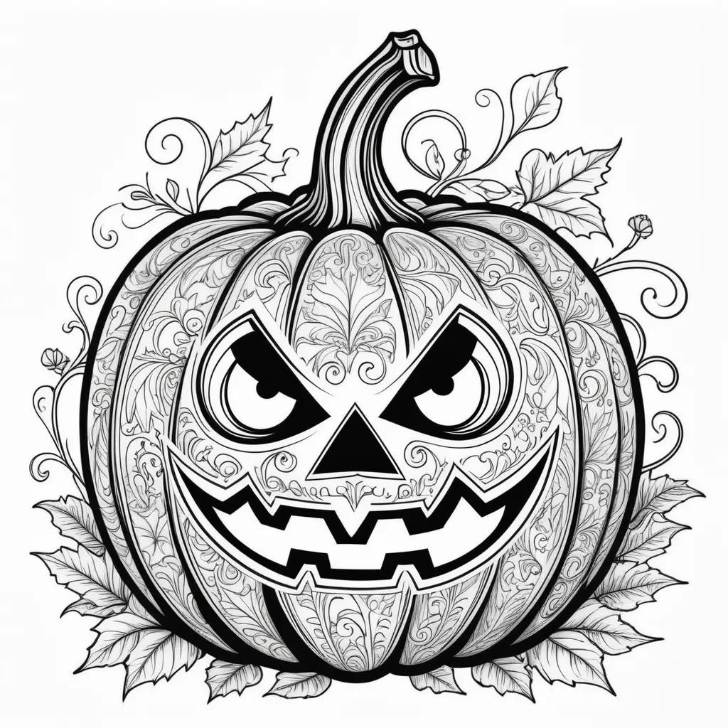 Halloween Pumpkin Coloring Pages - Black and White