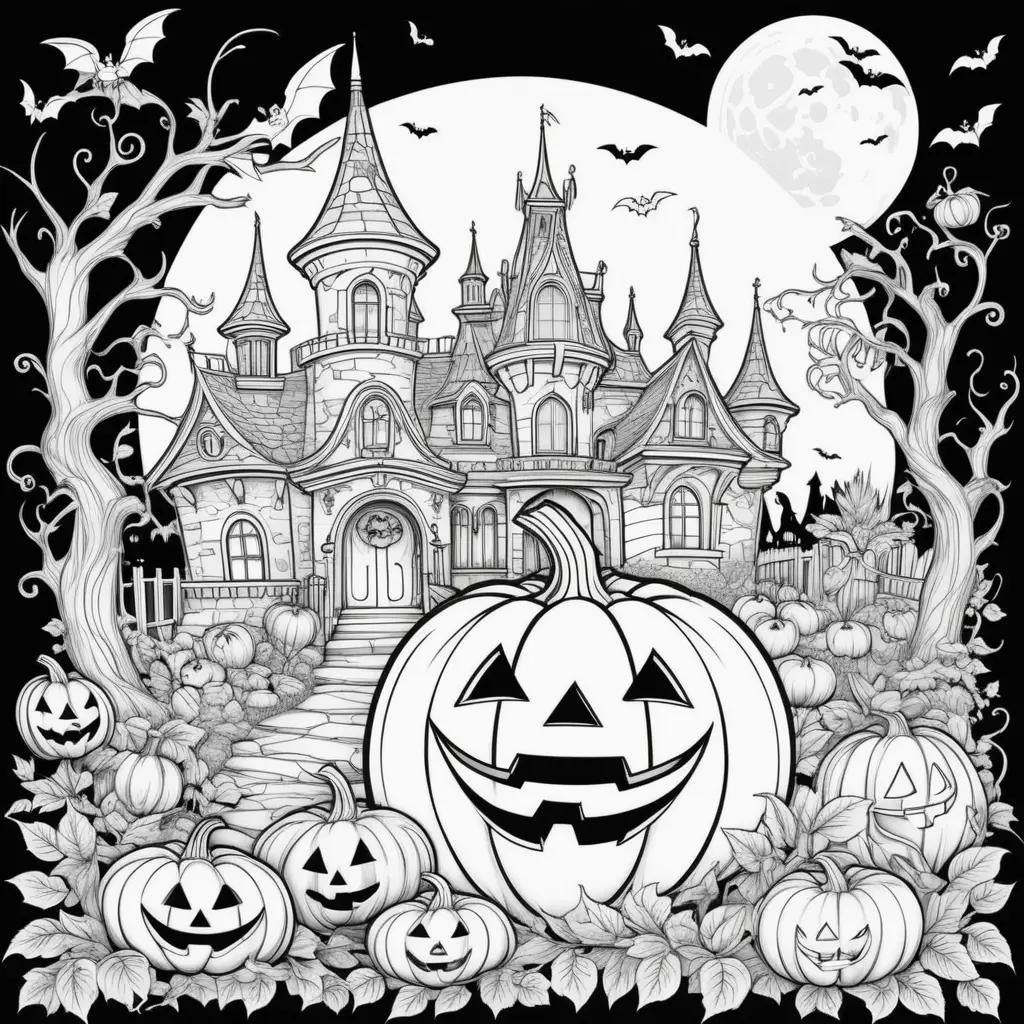 Halloween coloring pages with Disney characters and pumpkins