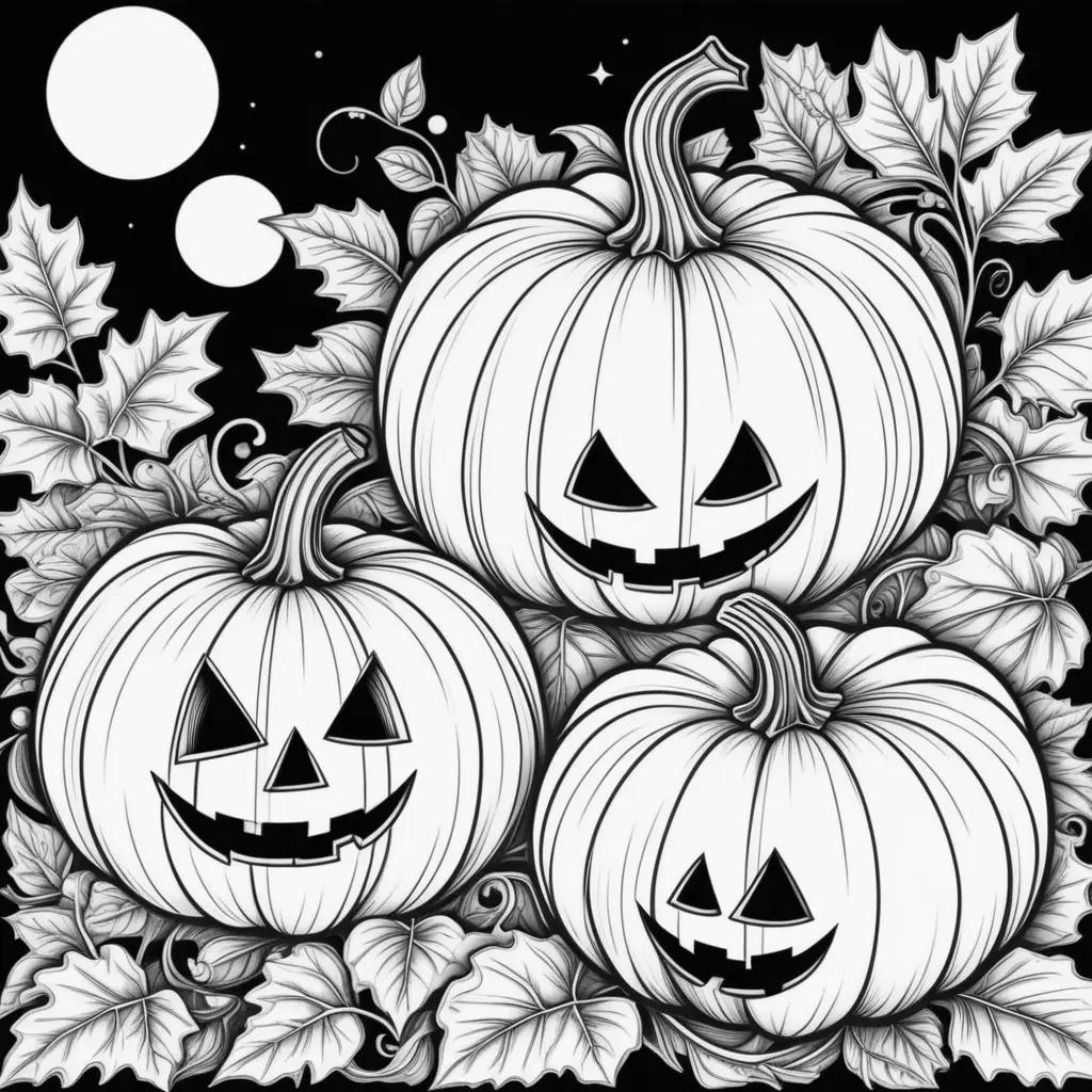 Halloween coloring pages with jack-o-lanterns