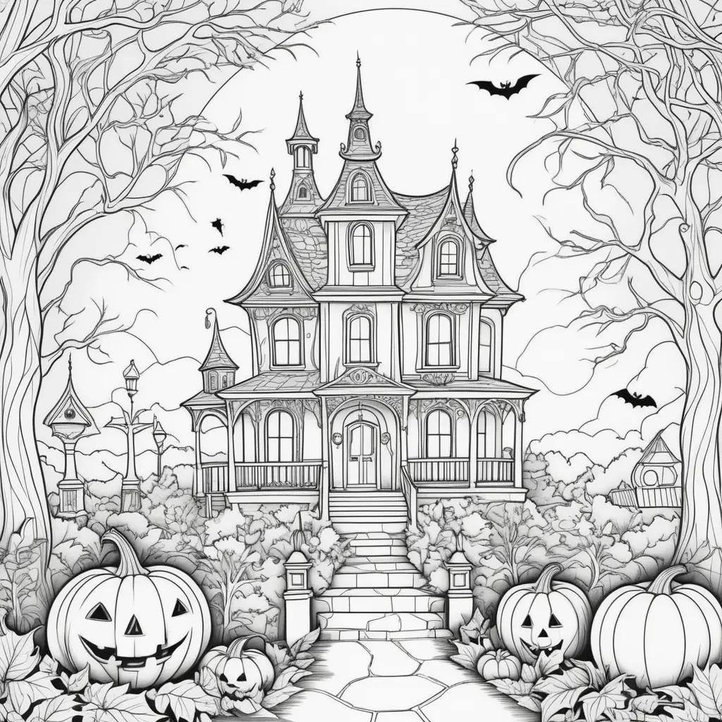 Halloween house coloring pages for kids