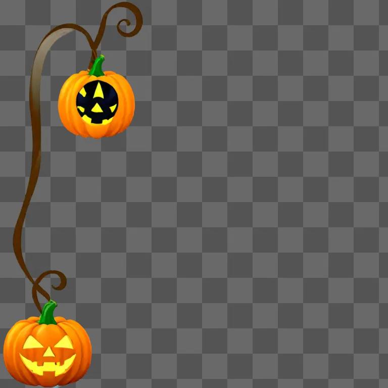 Halloween pumpkin clipart with two jack-o-lanterns on a brown background