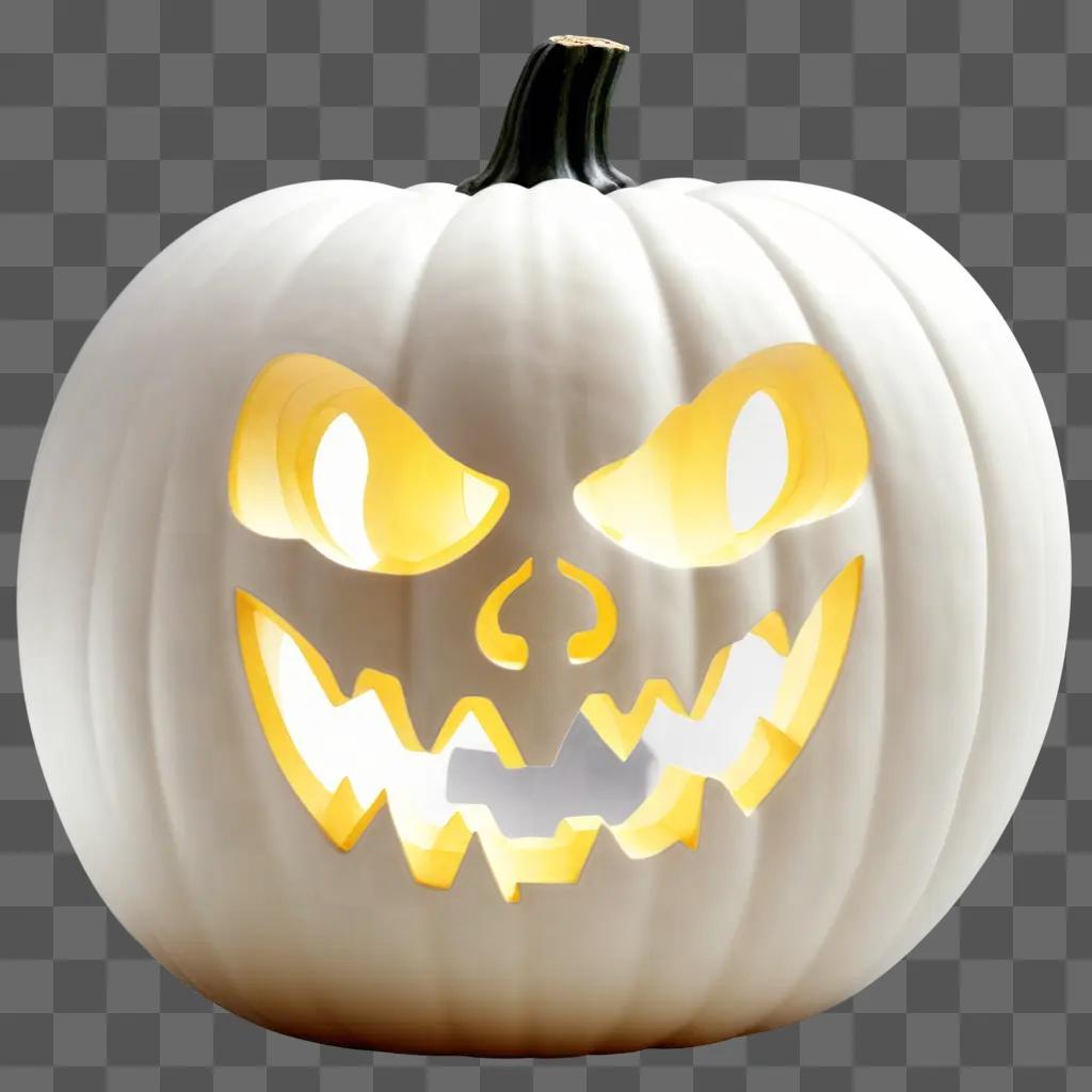 Halloween pumpkin with white eyes and orange stem