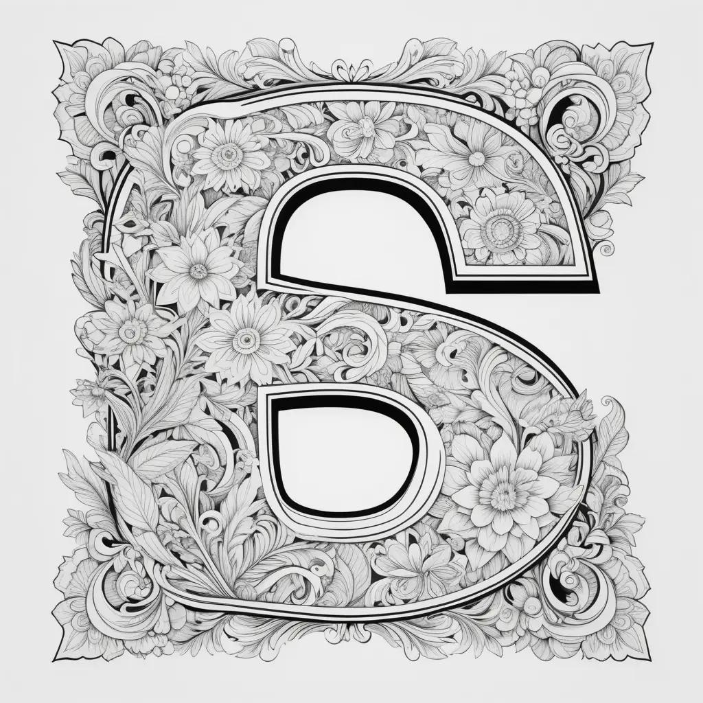 Hand-drawn letter s with floral designs and lettering