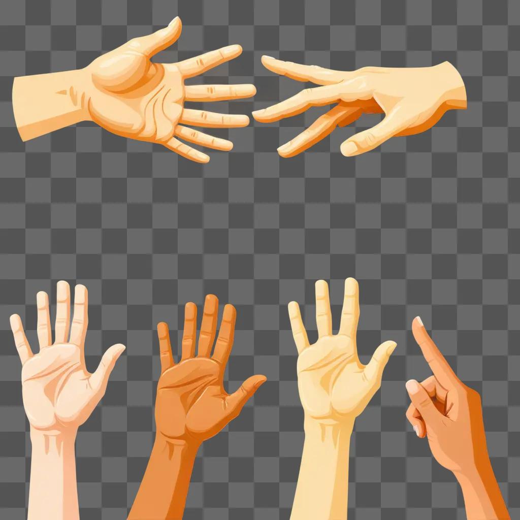 Hands in a handshake with fingers pointing upwards