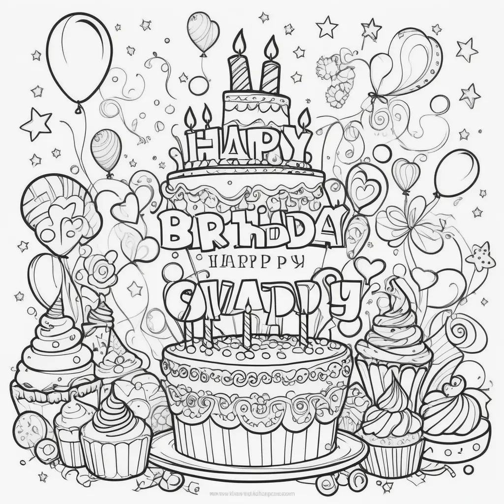 Happy Birthday Dad Coloring Pages with cupcakes and candles