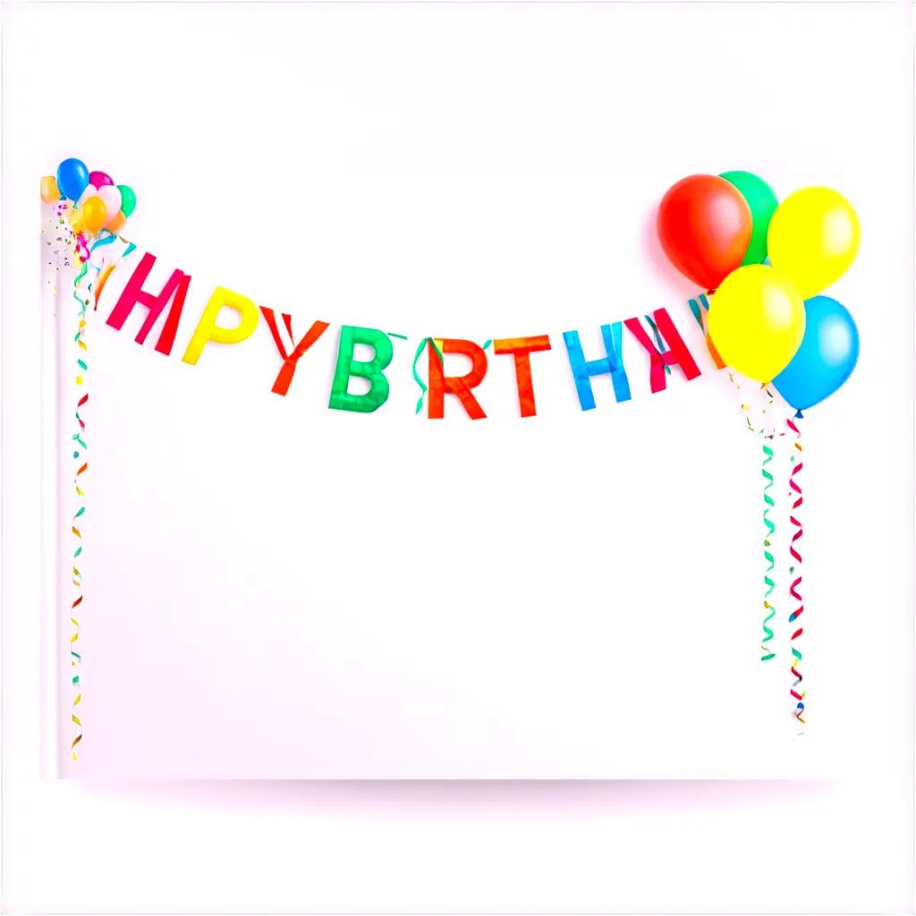 Happy Birthday banner with colorful balloons