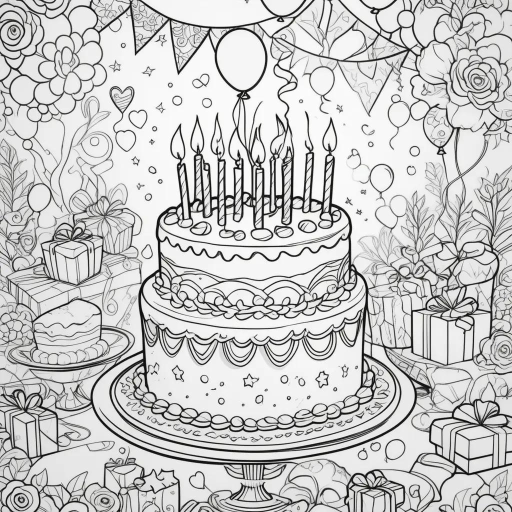 Happy Birthday coloring pages for adults and kids