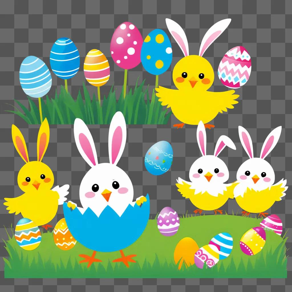 Happy Easter Bunny and Chick Clipart