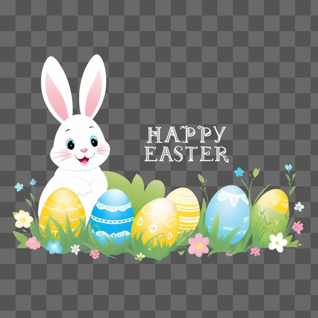 Happy Easter Bunny with Transparent Background