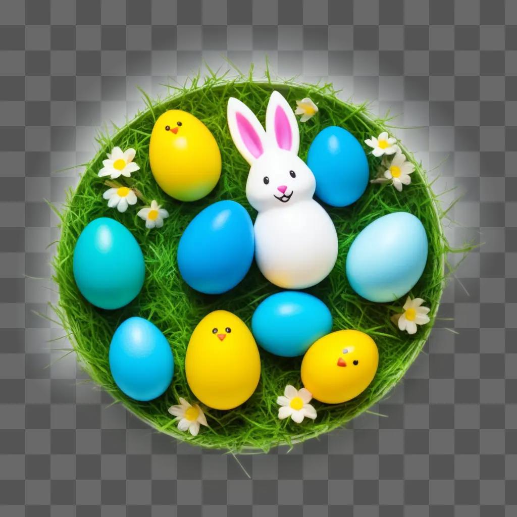 Happy Easter Bunny with a happy Easter eggs