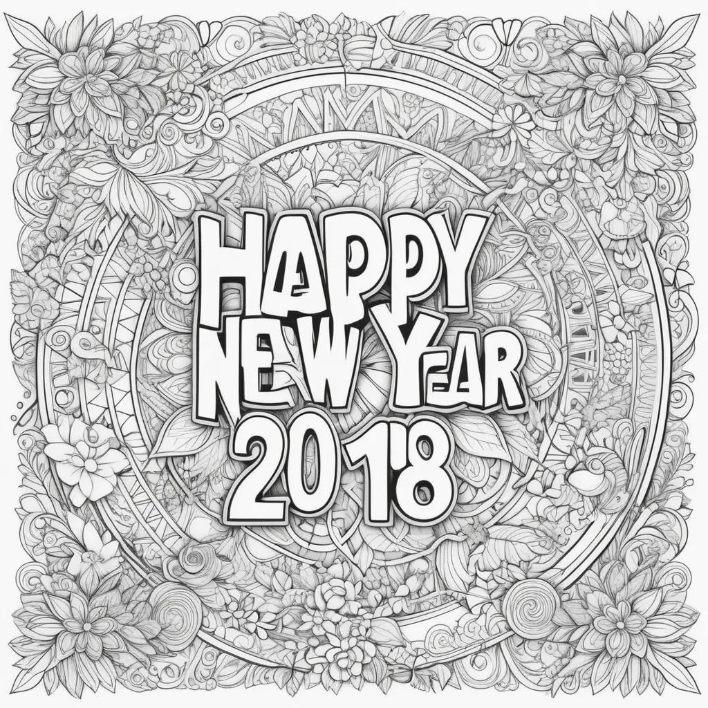 Happy New Year Coloring Page for Kids