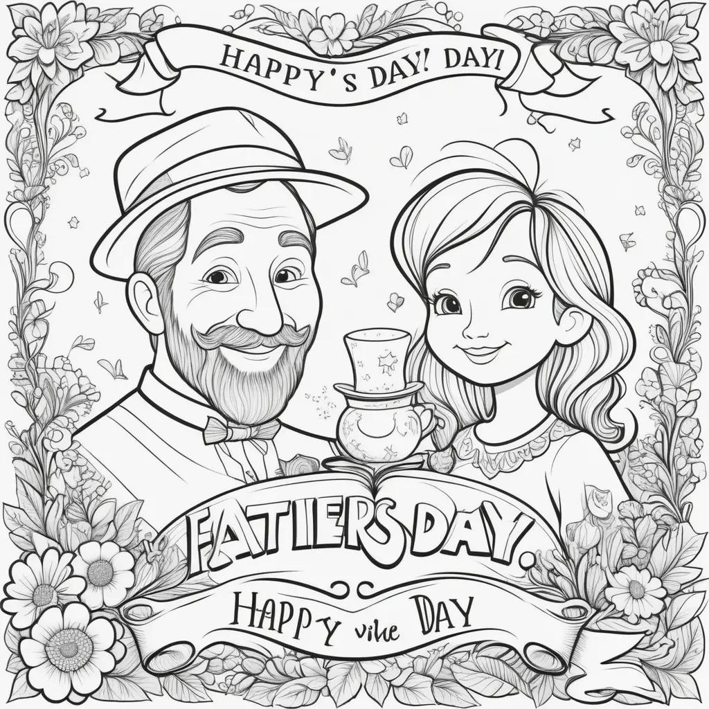 Happy fathers day coloring pages featuring a man and woman