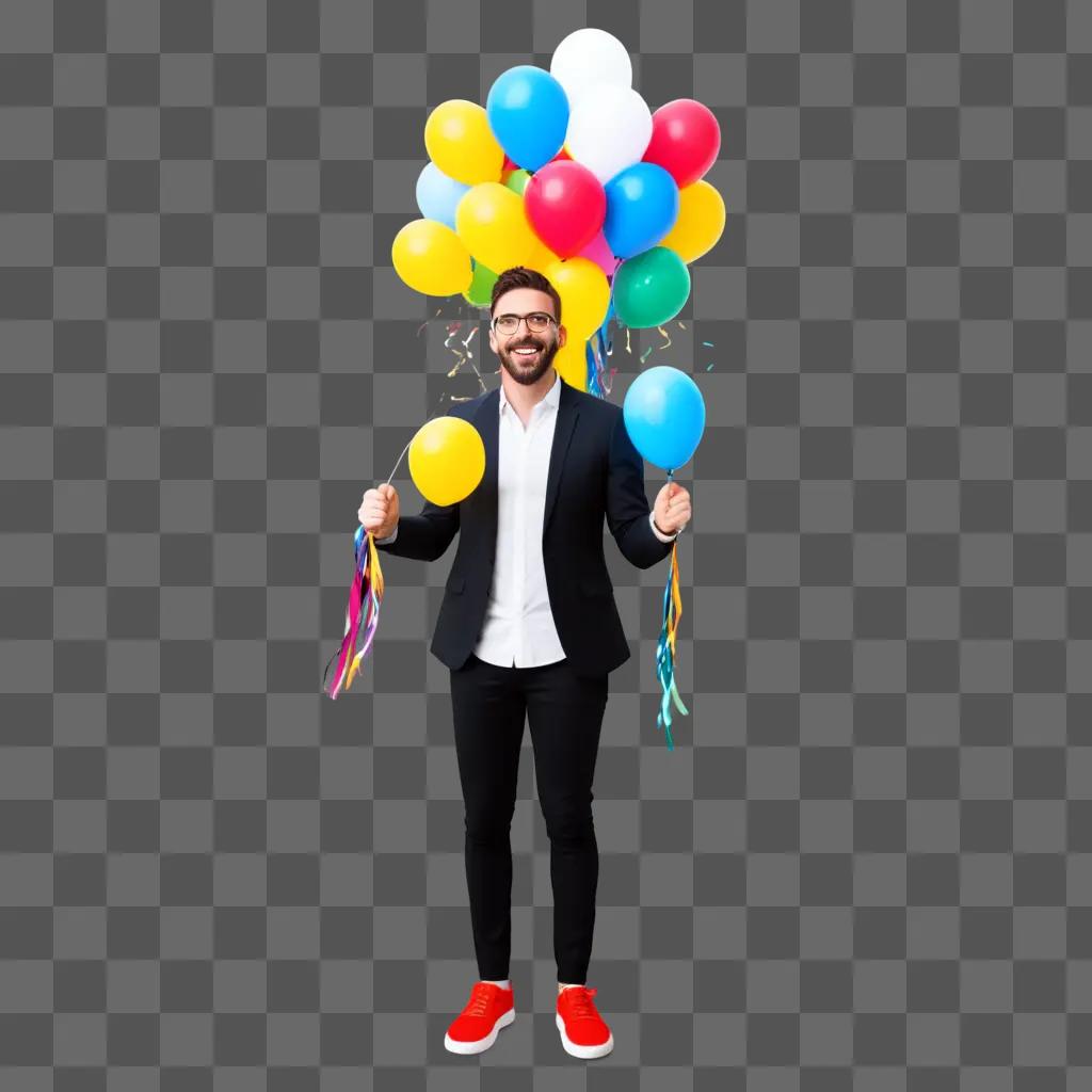 Happy man with balloons at a party