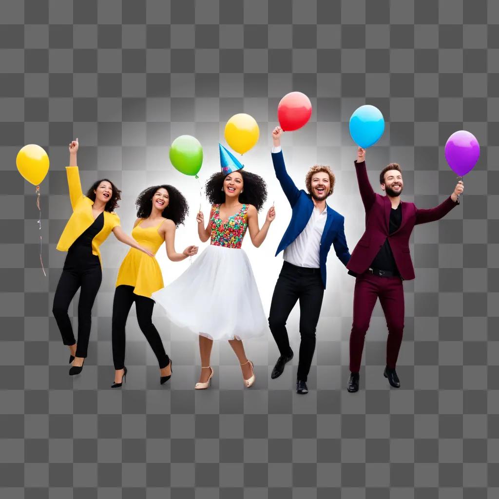 Happy party with colorful balloons and confetti