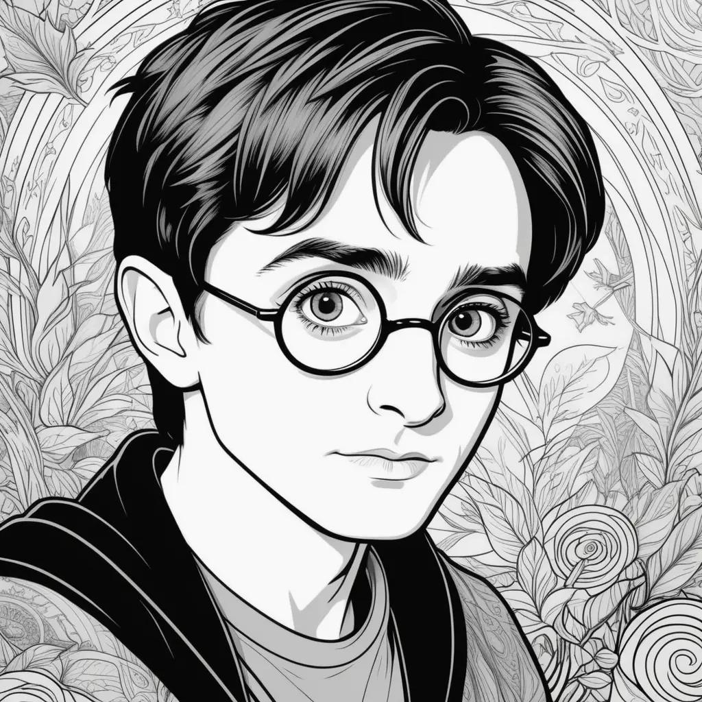 Harry Potter Coloring Page with Black and White Artwork