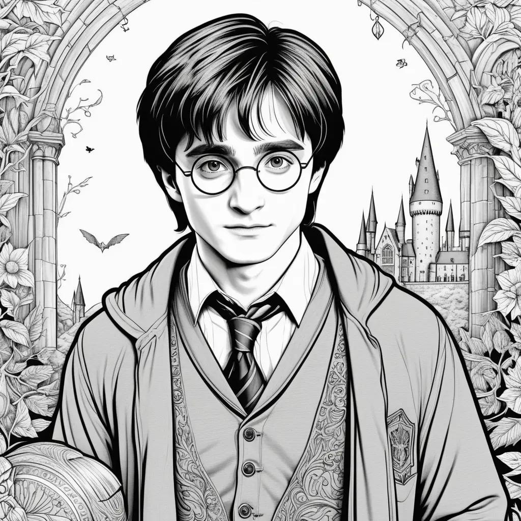 Harry Potter coloring pages, black and white