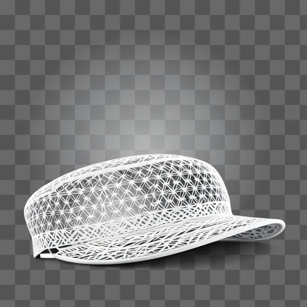 Hat with white pattern and transparency on grey background