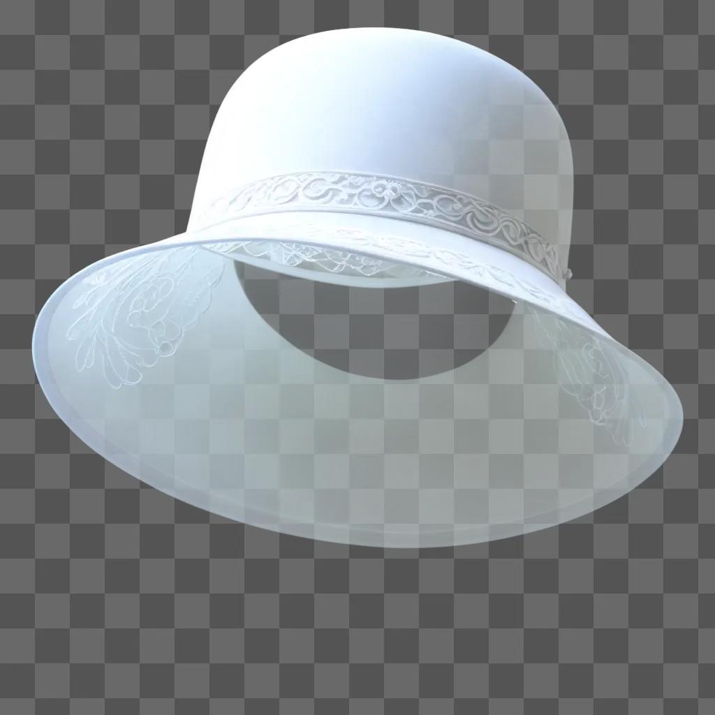 Hat with white strap, transparent design on it