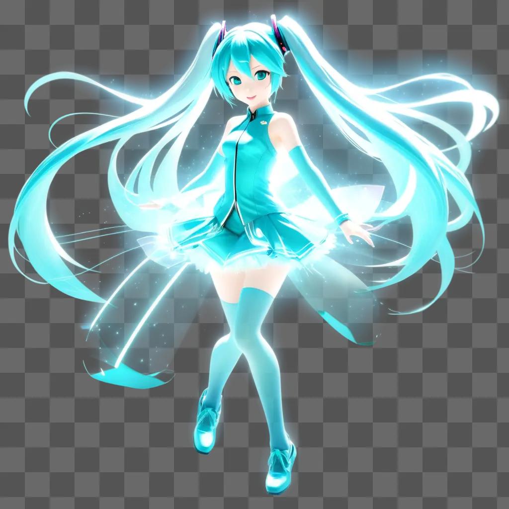 Hatsune Miku in a transparent outfit and white hat