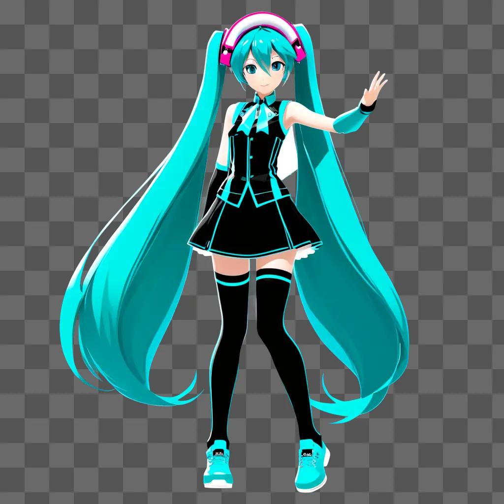 帽子をかぶった透明な衣装の初音ミク