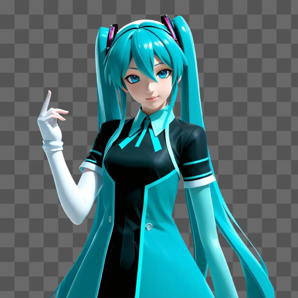 Hatsune Miku wearing a white hat and blue dress